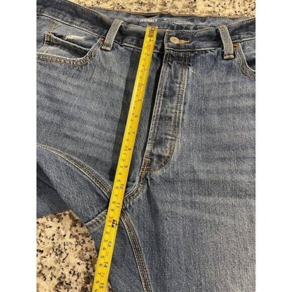 Old Navy Women’s Jeans 16 Petite Blue Denim Distressed Straight Leg High Rise - Picture 5 of 11